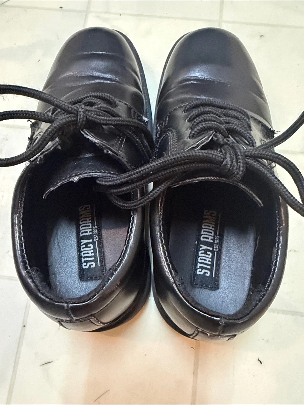 Stacy Adams Black Leather Lace-Up Oxfords